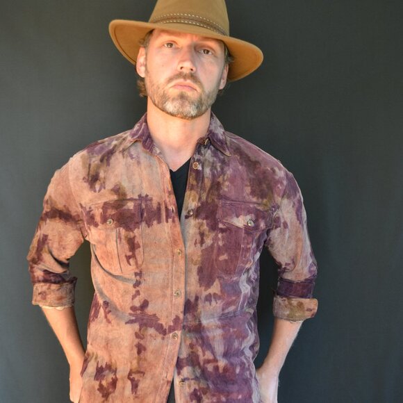 Ralph Lauren brown suede leather shirt jacket medium large XL unisex cowboy dyed - Picture 8 of 8